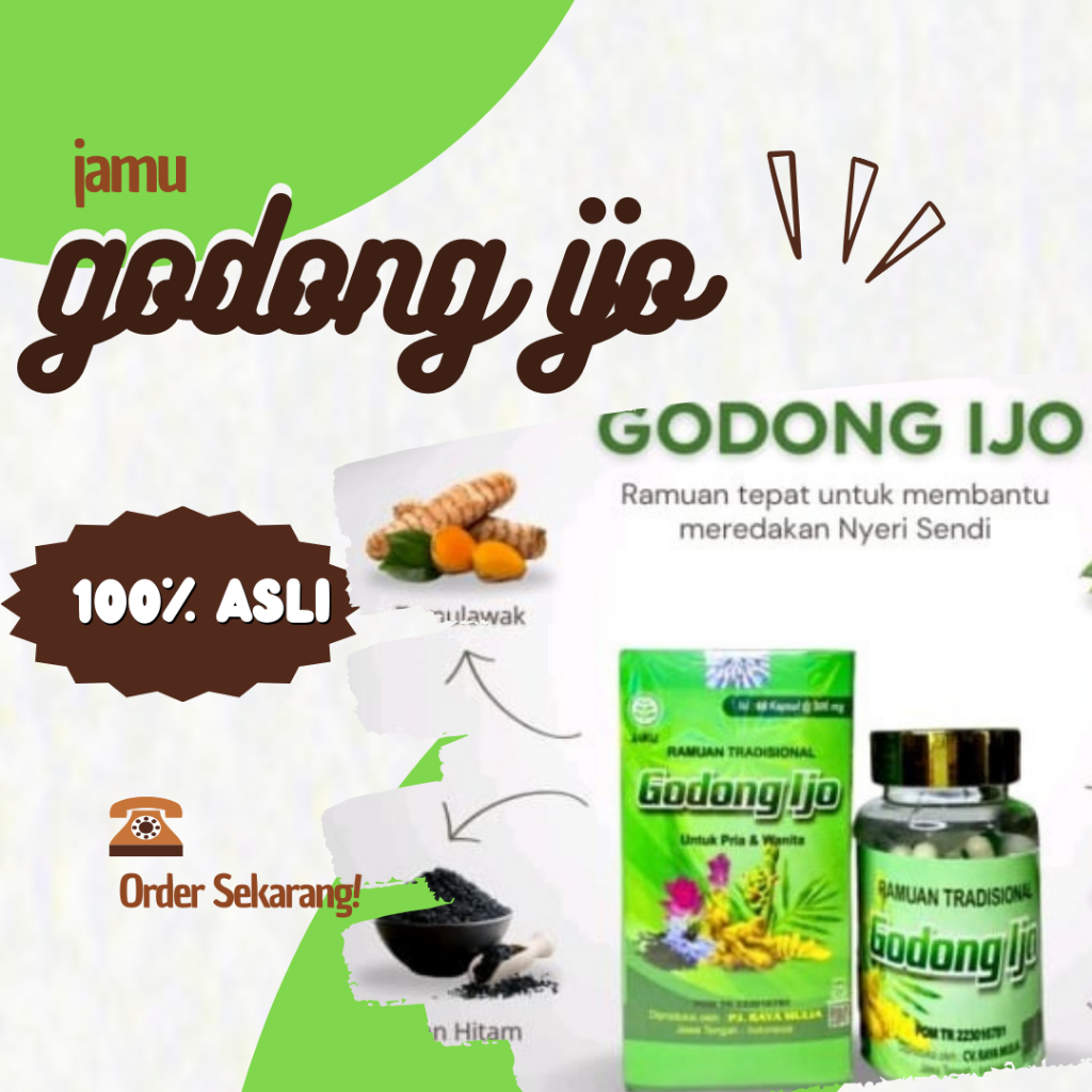 Obat Herbal Jamu Godong Ijo Kapsul Original 100% BPOM, Mengobati Asam Urat Rematik Pegel Linu