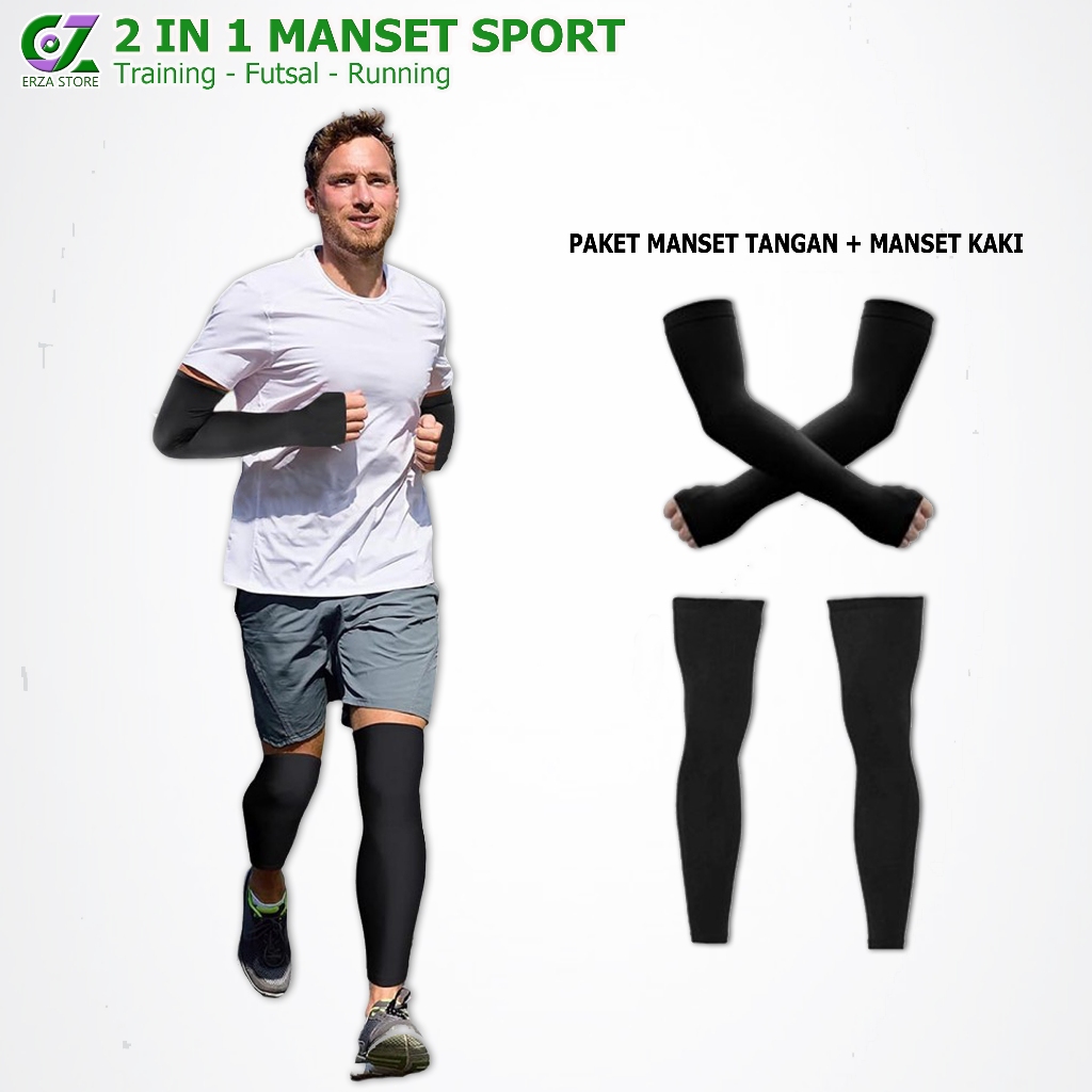 2 Pcs Handsock Manset Deker Lengan Tangan - Manset Kaki Panjang Pria Olahraga