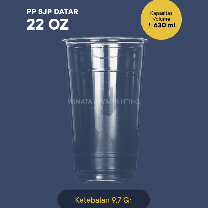 SABLON CUP + PLASTIC CUP PP / GELAS PLASTIK PP 22 OZ SJP (630 ML)