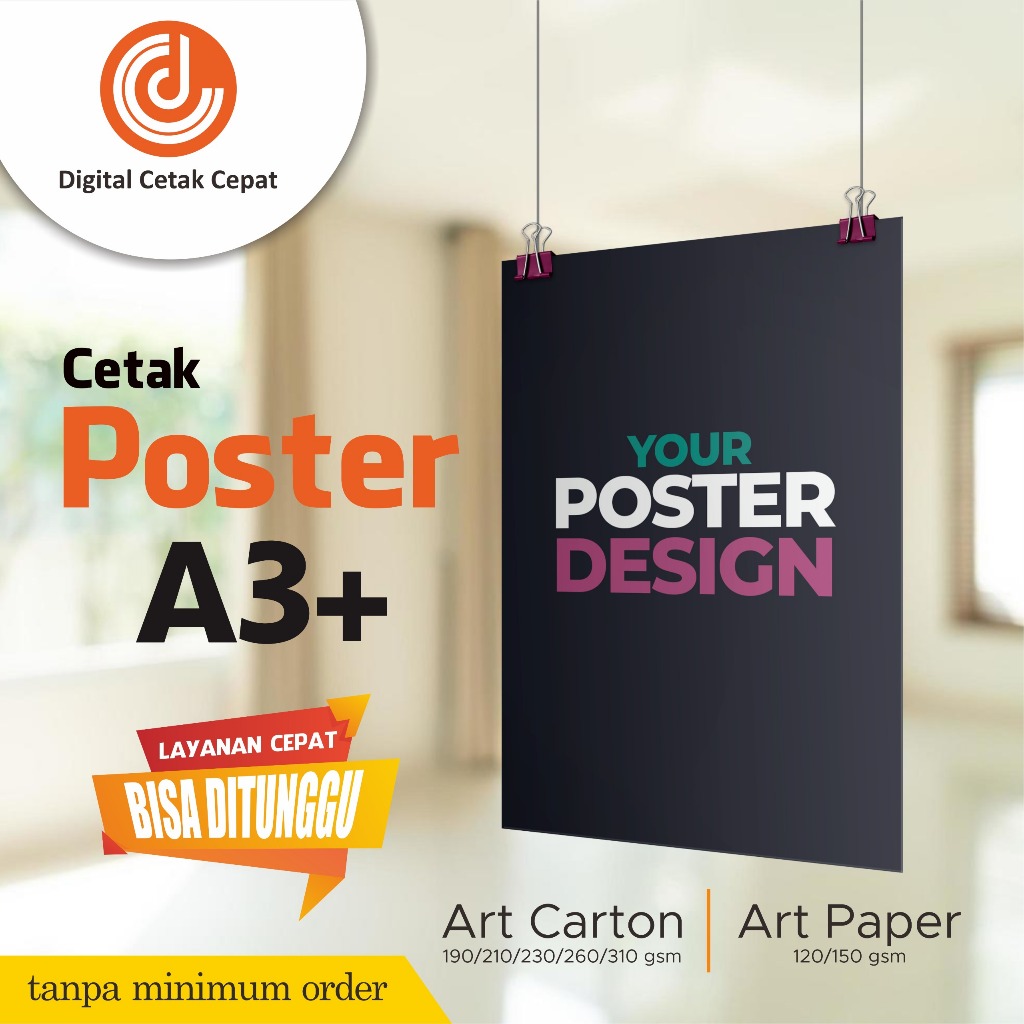 

Cetak Poster Custom Ukuran & Bentuk HVS 100 GSM Art Paper Matte Paper 120/150 GSM