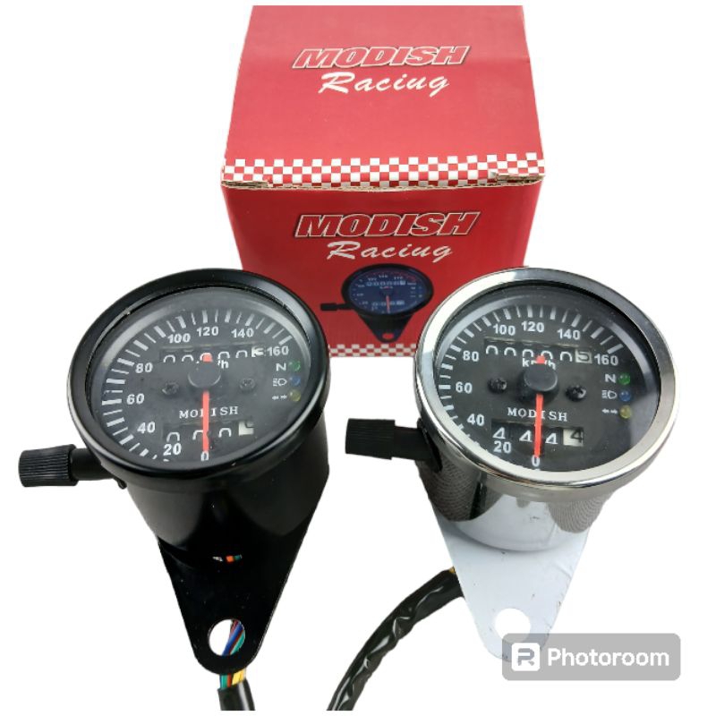 Speedometer Motor Universal Bulat Hitam/ Spidometer Motor Bulat Crhome