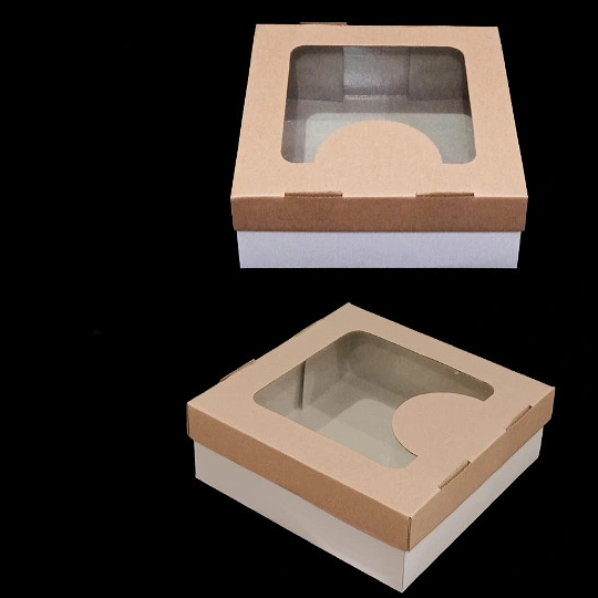 

( 5pcs ) Box Duplex 250Gr Isi 4 Toples Dus Packaging Hampers Brownies Tutup Eflute Jendela 25x25x8cm