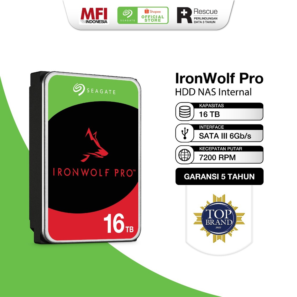 Seagate IronWolf Pro + Rescue (3.5 Inch) NAS Internal Hard Disk 16TB