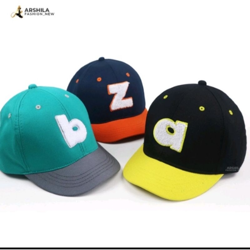 Topi Lidah Pendek Huruf Bordir- Topi Distro huruf A-Z
