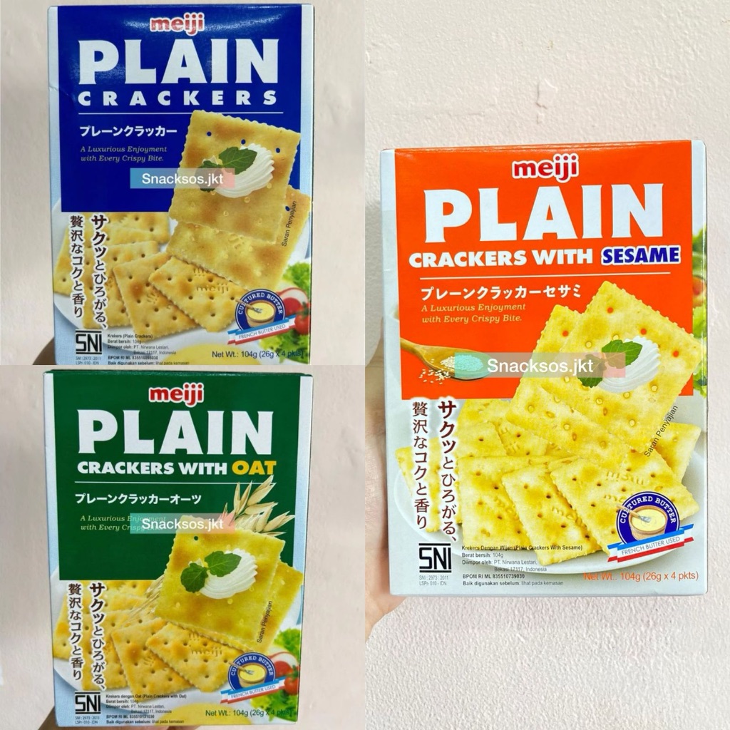 

MEIJI PLAIN CRACKERS WITH OAT / PLAIN / SESAME CRACKER ORIGINAL JEPANG