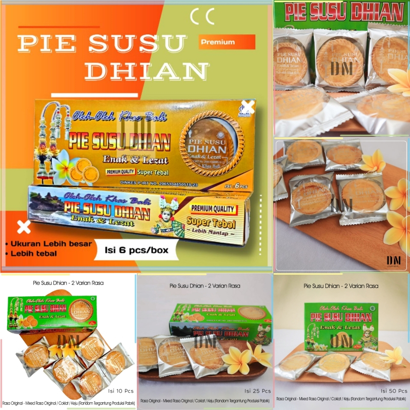 

Pie Susu Dhian Dian Original Mix Coklat Keju 1 Box Isi 5 10 25 50 pcs Dus Oleh-Oleh Khas Asli Bali