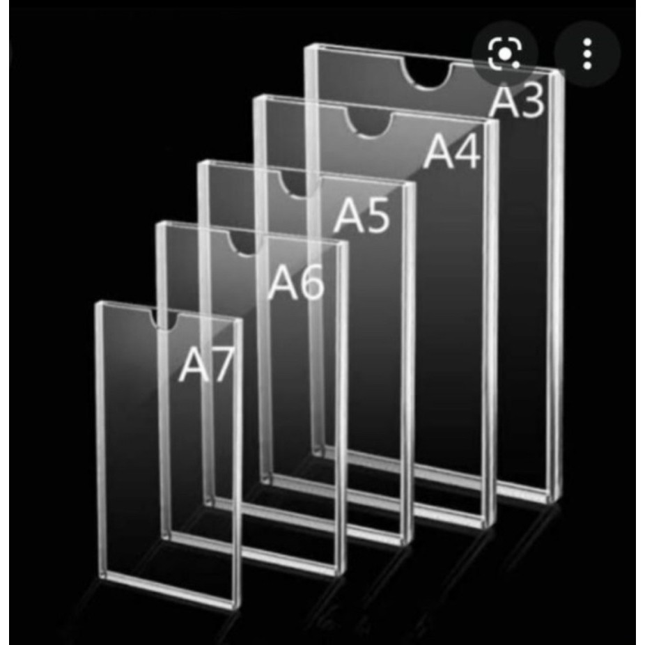 

Ag Akrilik pocket/Frame/Thicker/tempat brosur A4 2mm bening TERMURAH!!!