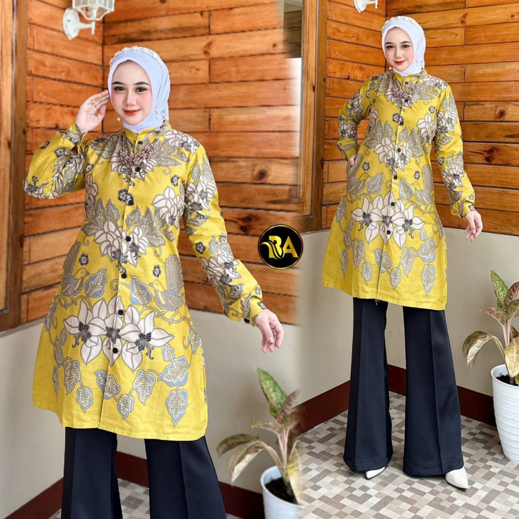 Tunik Batik madinah Lengan Panjang Ukuran Jumbo Bahan Katun Premium Halus Lembut Adem