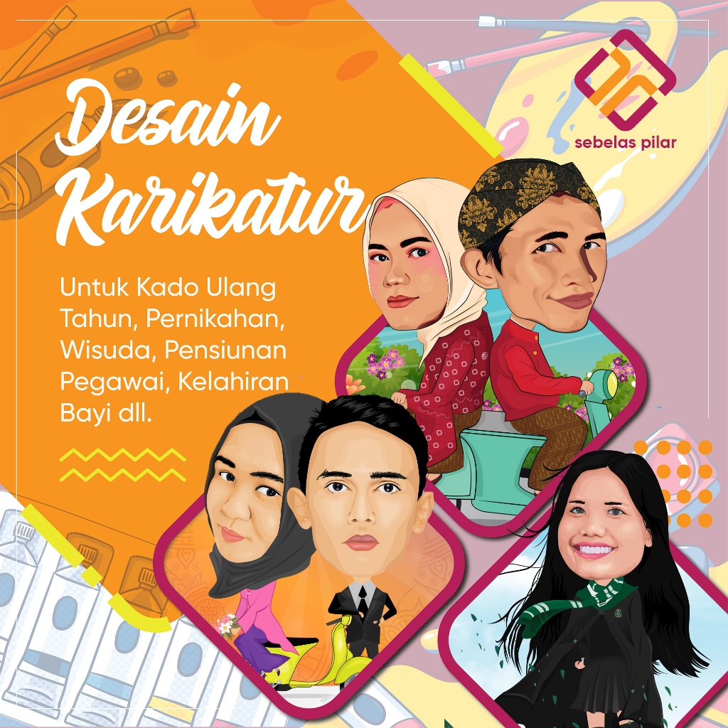 Kado Unik Karikatur Wajah (custom) Untuk Wisuda, Ultah, Pernikahan DLL