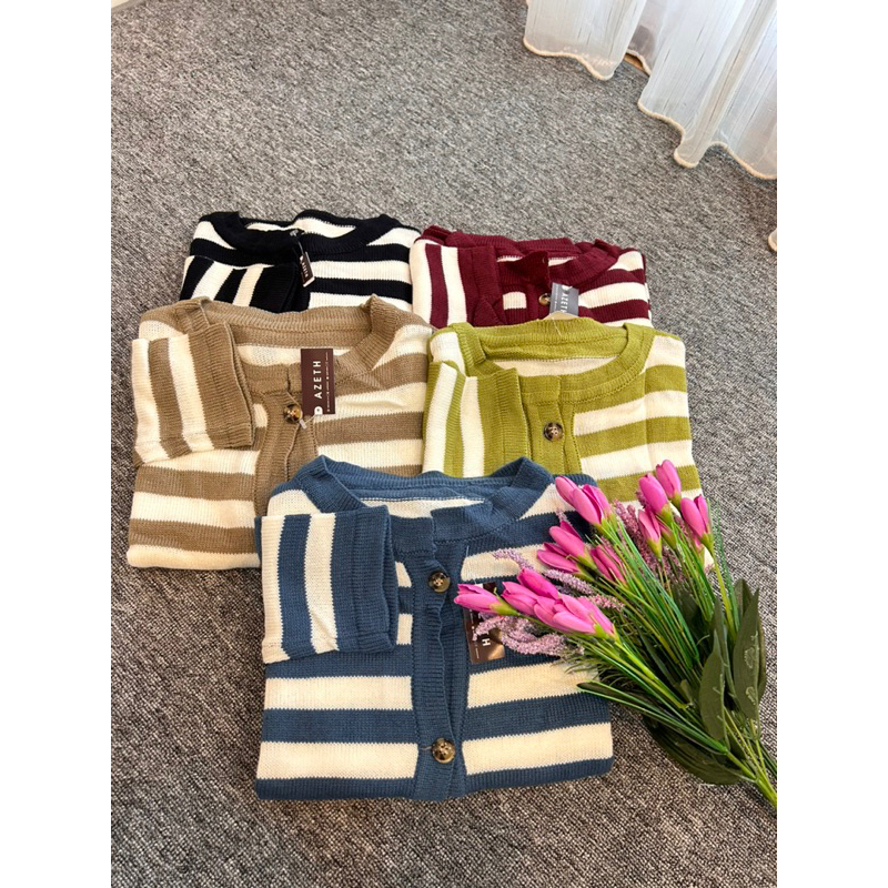 CARDI RAJUT CROP /CARDI CROP GARIS