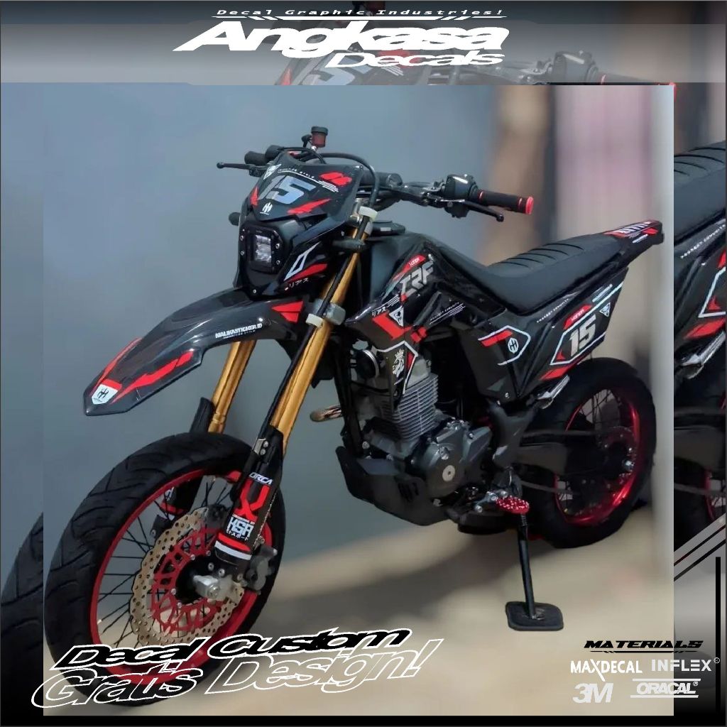 DECal stiker crf 150 hitam merah simoel terlaris