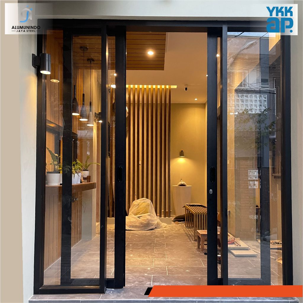 Pintu Sliding Dobel + Kaca Fix Kusen YKK