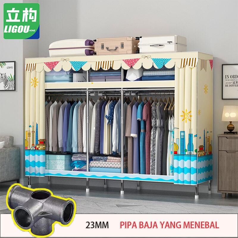 20MM Tube Lemari Baju Gantung /Pipa Baja Lemari Pakaian/Kain Lemari Pakaian/Portable Tabung Baju