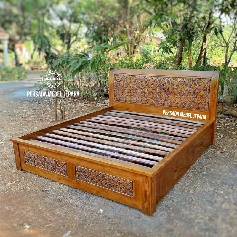 Tempat tidur minimalis ukir jepara / Tempat tidur jati minimalis / Tempat tidur / Dipan / Dipan jati
