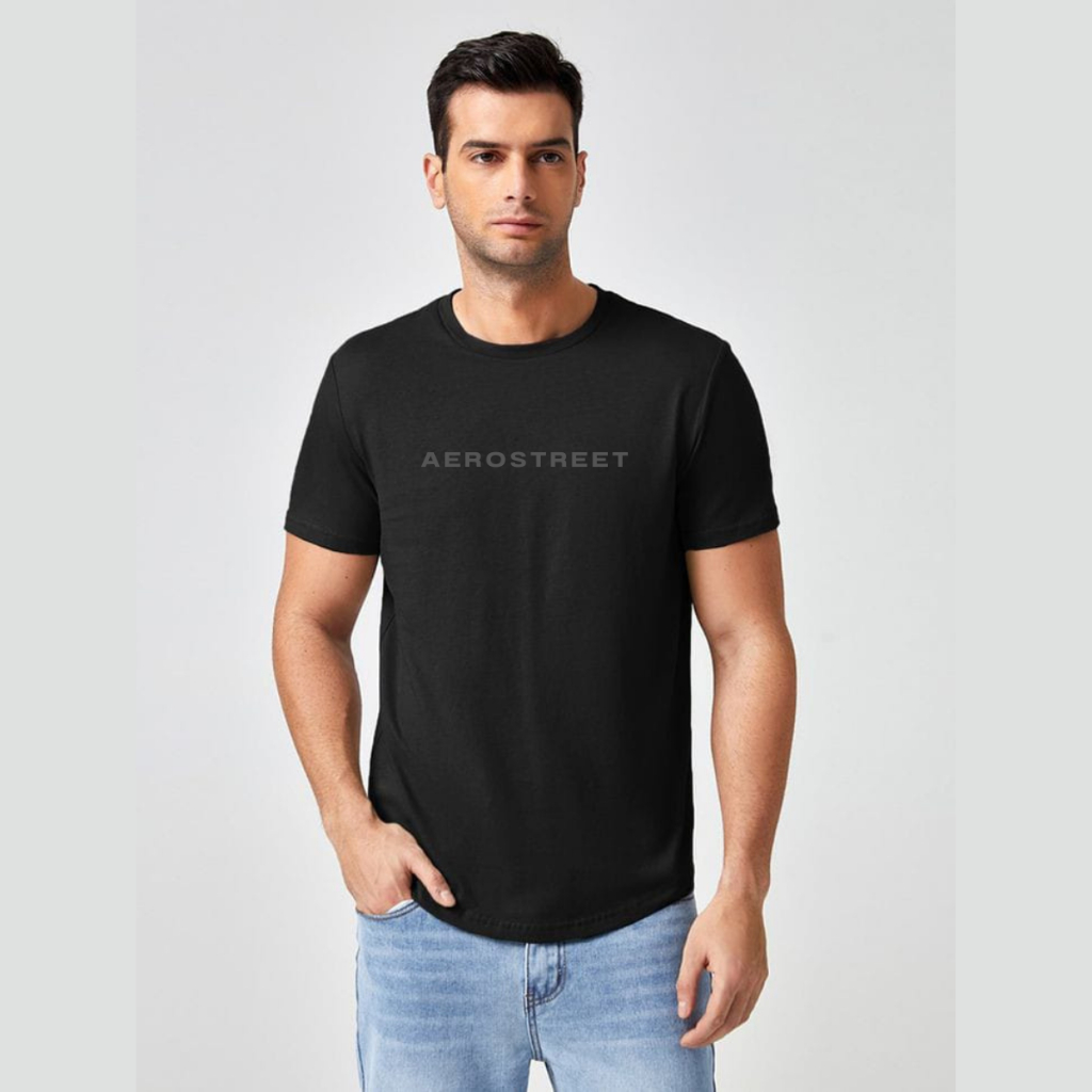 Baju Kaos Aerostreet Pria Wanita Print Hitam Premium