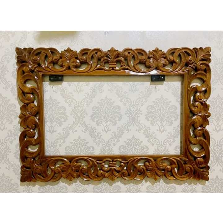 Furniture Pigura cermin ukir persegi kotak Cermin hias panjang ukiran khas jepara kayu jati