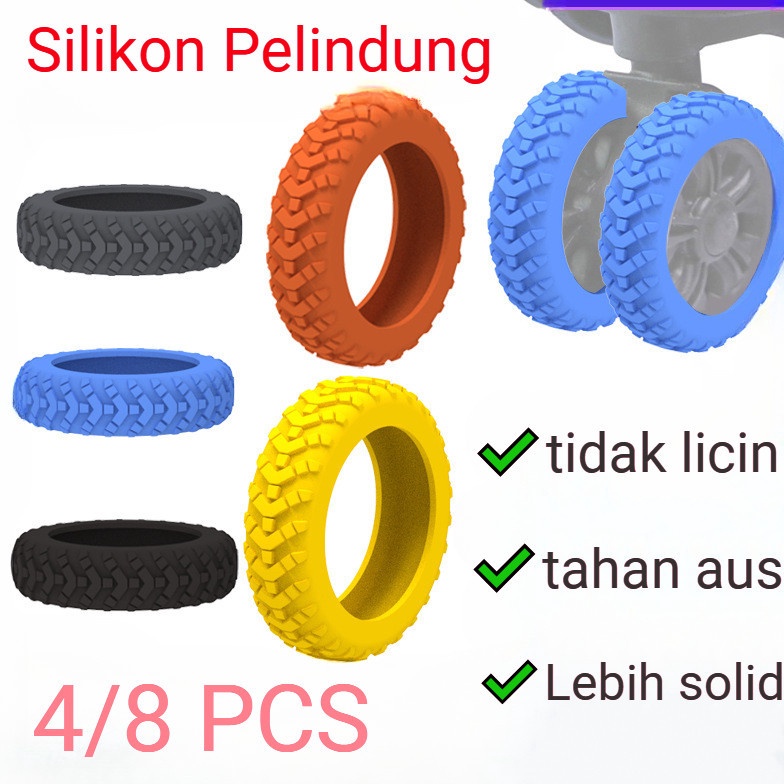 48Pcs Silikon Cover Pelindung Roda Koper  Luggage Trolley Wheel Full Cover Protector Case  Pelindung
