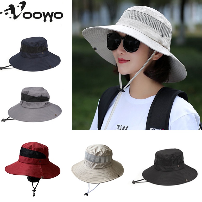 SALE VOOWO Topi nelayan pantai pria dan wanita topi nelayan kerai topi pancing perlindungan UV topi 
