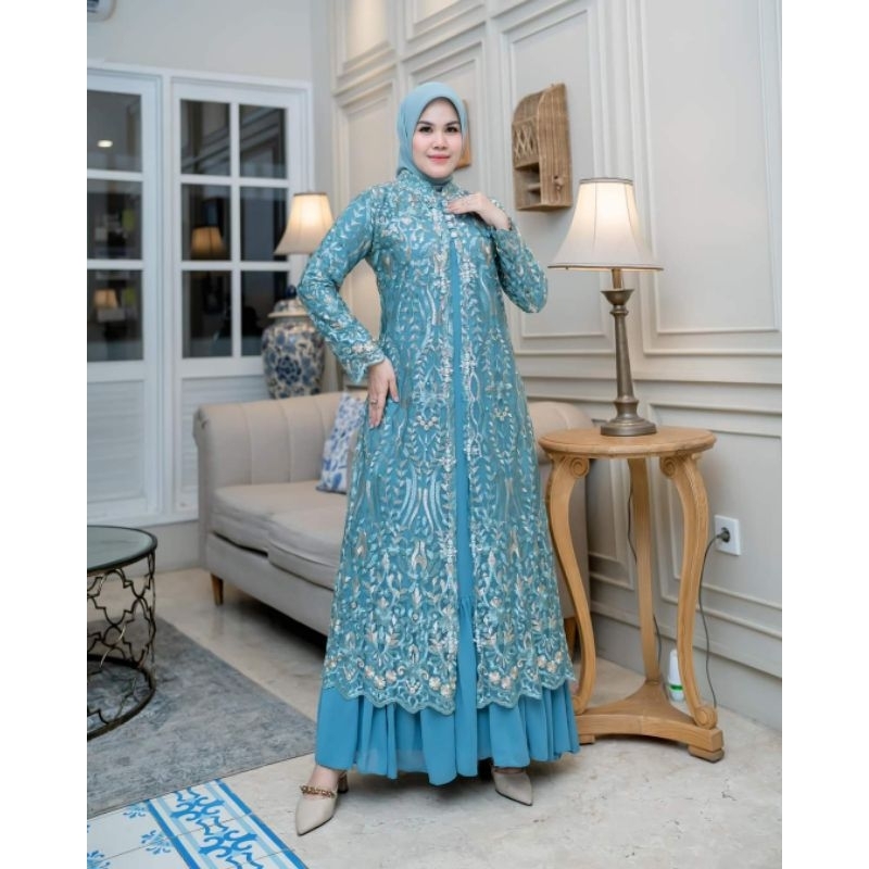 GAMIS PUTRI DELINA TILE BORDIR PREMIUM BY PELANGI JAYA // GAMIS PESTA KEKINIAN // GAMIS KONDANGAN //