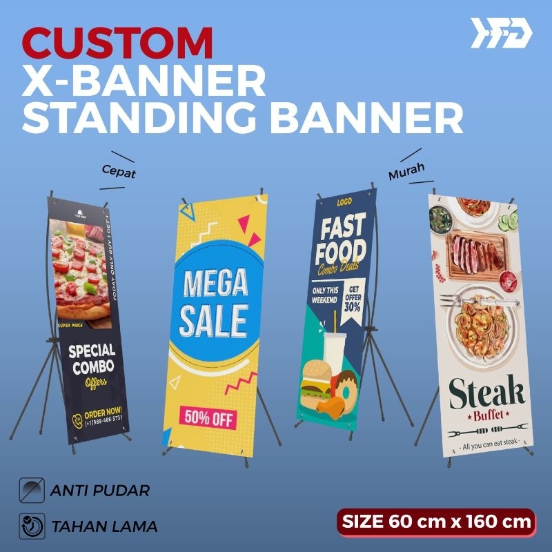 X BANNER CUSTOM / X-BANNER TIANG / FREE TIANG X-BANNER WISUDA / BANNER BERDIRI / X BANNER WEDDING / 
