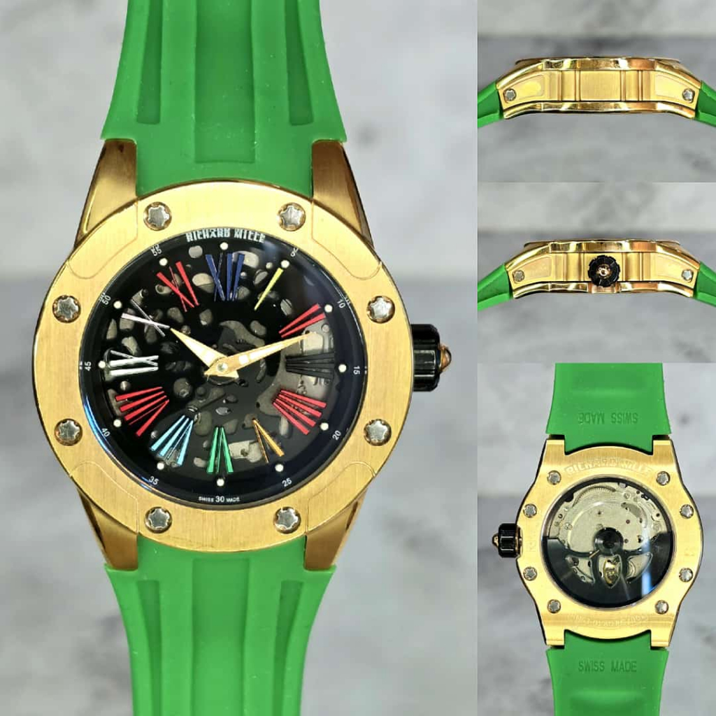Jam Tangan Luxury RM63-01 Kaca Sapphire Swiss Automatic 40mm Green Dial Gold