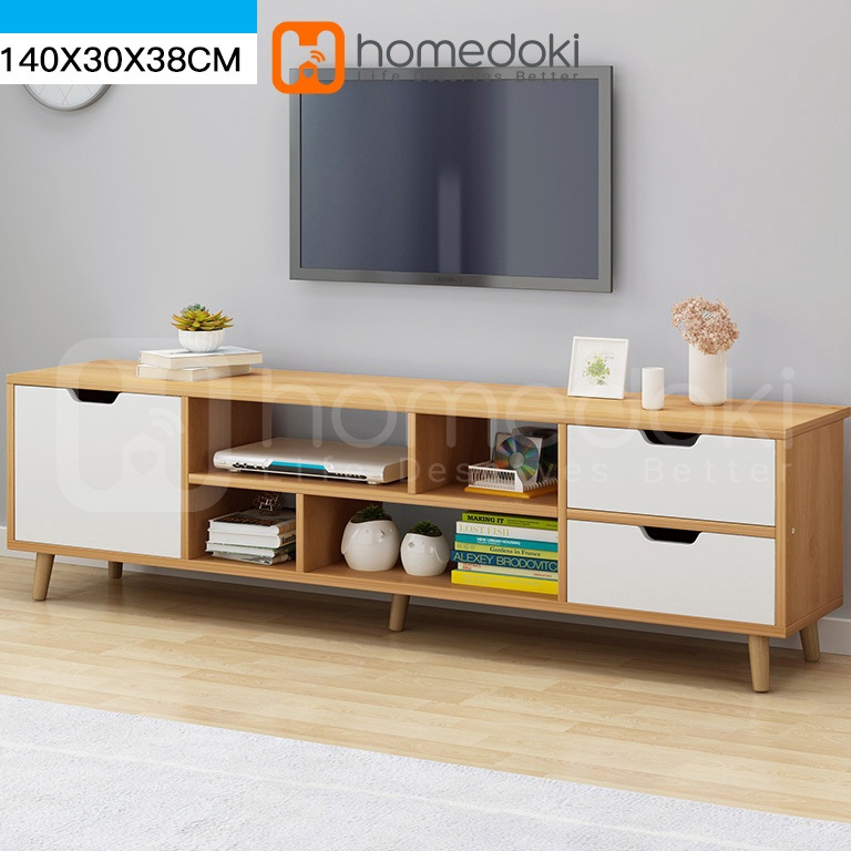 Stock baru Homedoki Meja TV Kayu TV Serbaguna Minimalis Jumbo Meja TV Minimalis TV Meja TV Rak TV Mi