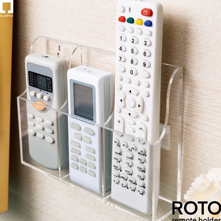 Get It Now Tempat Penyimpanan Remote AC ROTO Remot TV Holder Hp Handphone Holder Sekat Akrilik Tempe