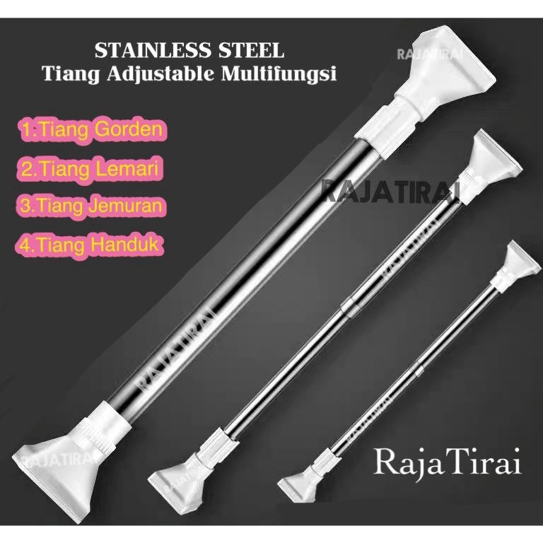 Extra promo TIANG PIPA TONGKAT STAINLIST FLEKSIBEL 5CM42CM TANPA PAKU TIANG HORDEN GORDEN GORDENG HO