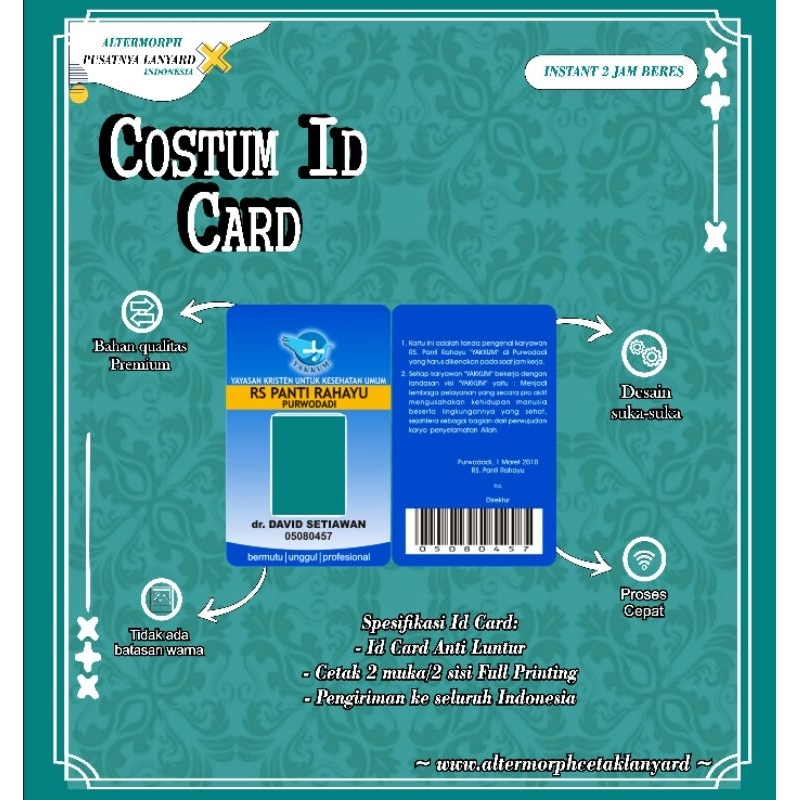 

Cetak Custom ID Card Full Print 1 Sisi atau 2 Sisi| Bahan Keras Berkualitas