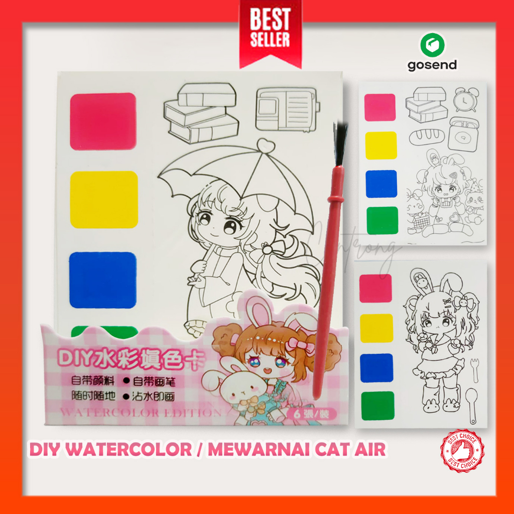 

DIY Water Color 1 Layar Isi 20 pak / Mewarna Cat air / Melukis Anak Kuas