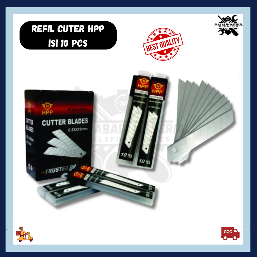 

[JAM] HPP Refill Cutter Besar 10 PCS Mata Cutter Berkualitas Isi Mata Pisau Kater / Isi cutter / refil kater