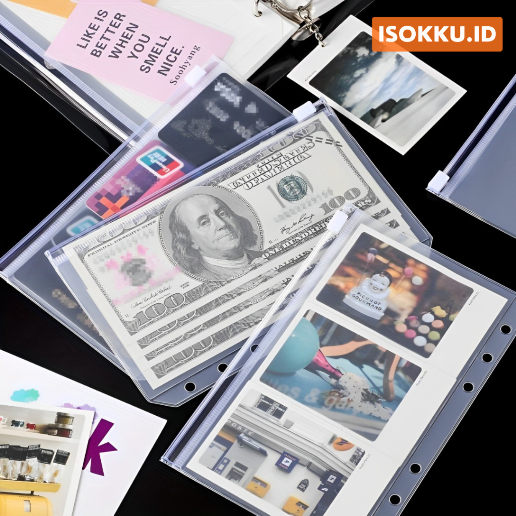 

Zipper Pocket Binder A5 6 Hole Bag - Transparent