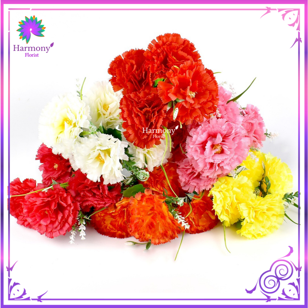 BUNGA DEKORASI BUNGA CARNATION HIAS BUNGA PALSU HARGA PERTANGKAI (NK-64/CT-14)