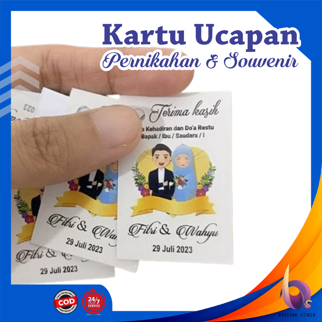 Bandung Stiker - Souvenir Kartu Ucapan Pernikahan Thank You Card Wedding