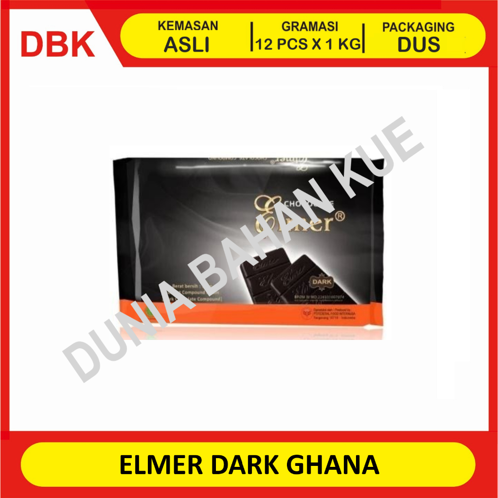 

ELMER GHANA DARK CHOCOLATE COMPOUND COKLAT BATANG 1 KG - 1 DUS 12 PCS
