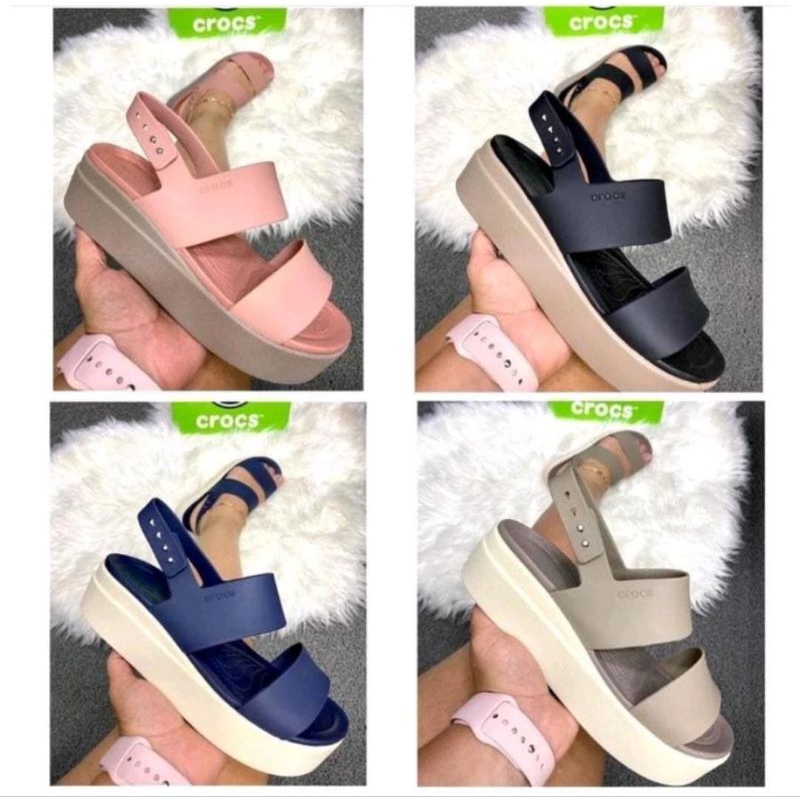 sandal wanita Crocs Brooklyn tali / Crocs brooklyn wedges tali