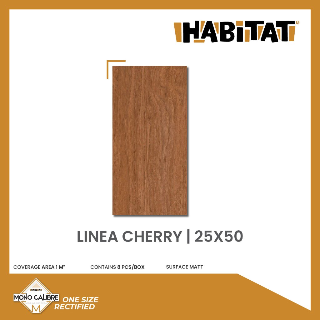 MilanTiles - HABITAT Linea Cherry 25x50 cm Keramik Motif Serat Kayu Natural