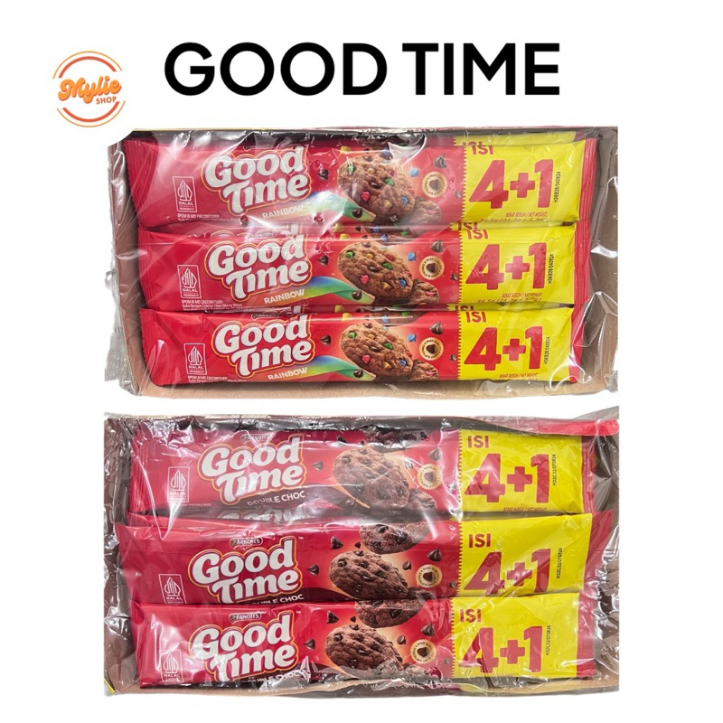 

GOOD TIME COOKIES DOUBLE CHOCO RAINBOW BISKUIT 1 BOX ISI 12 PCS