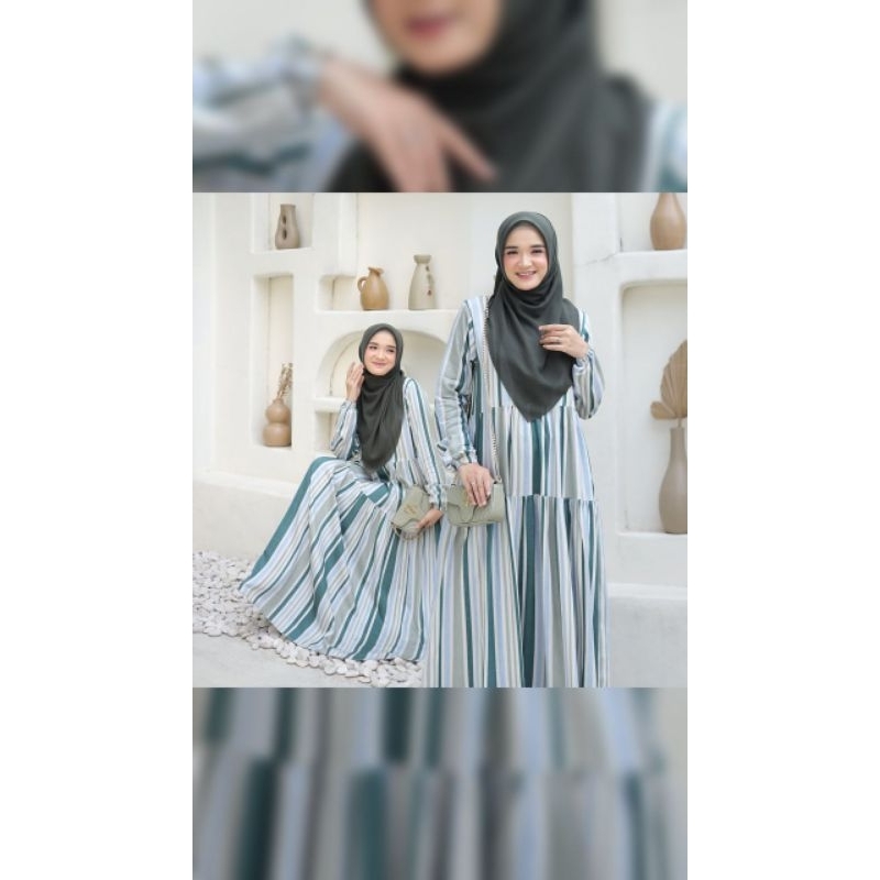 Dress Ghadira Gamis Garis Salur Greenism