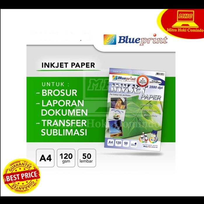 

KERTAS INKJET BROSUR / LAPORAN DOKUMEN / TRANSFER SUBLIMASI 120GR