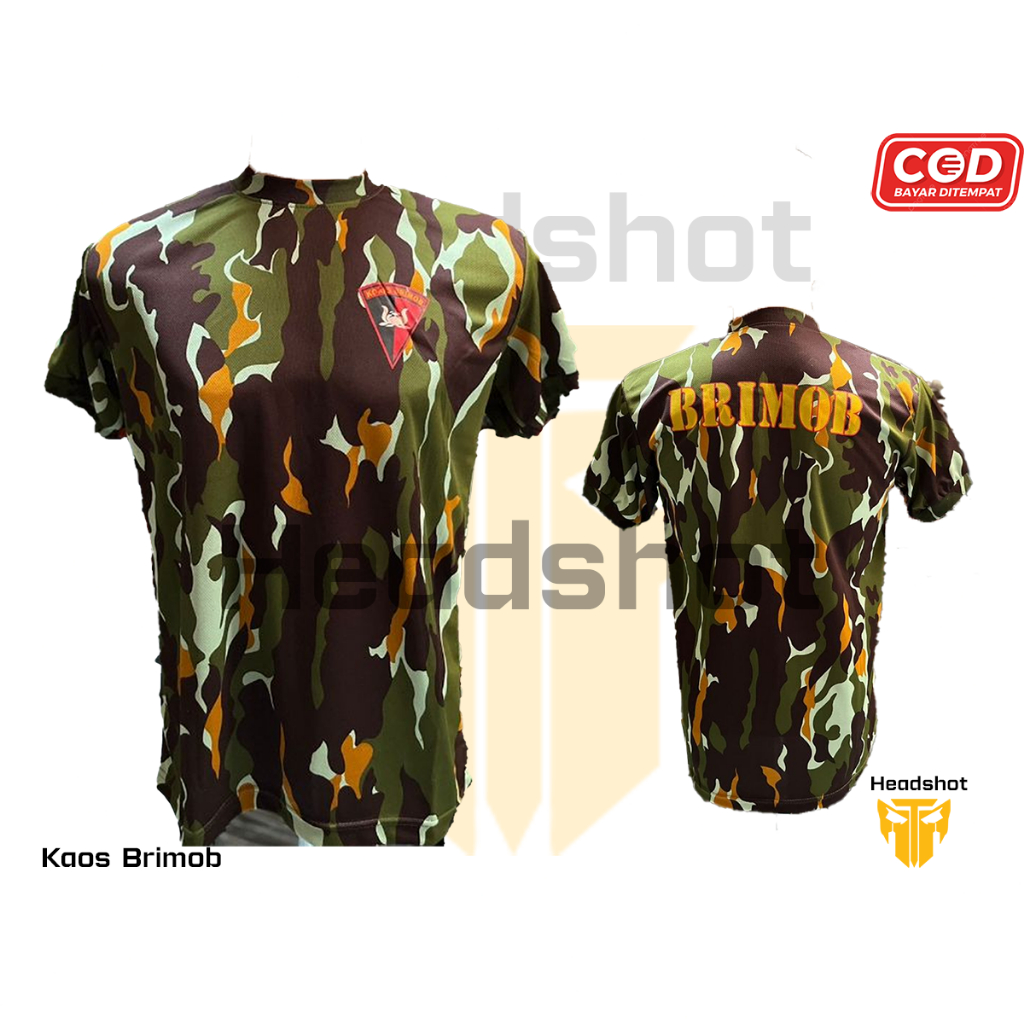 Kaos Oblong Brimob Lengan Pendek - Kaos Loreng Brimob