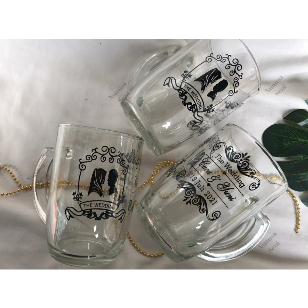 Souvenir Gelas Kopi Besar Gelas Es Teh Gendut Gelas Kaca Jumbo Gelas Gagang Kaca Sablon Custom