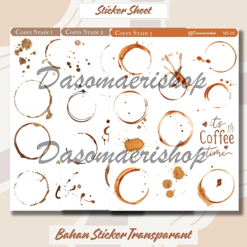 

Coffee Stain Sticker Sheet For Journal / Scrapbook
