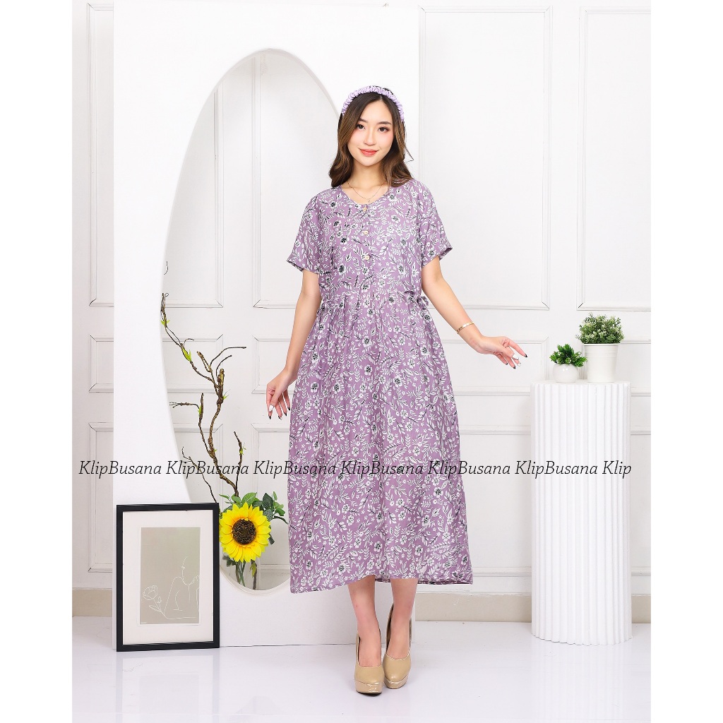 Baju Daster Dress Kimono Piyama SUMER Busui Kancing Depan Dada Tidur Remaja Wanita Tali Samping Kana