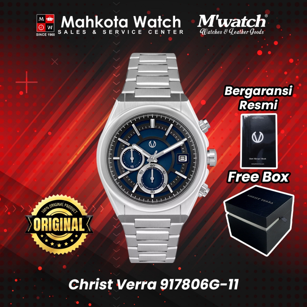 JAM TANGAN PRIA CHRIST VERRA 917806G-11 BLU ORIGINAL