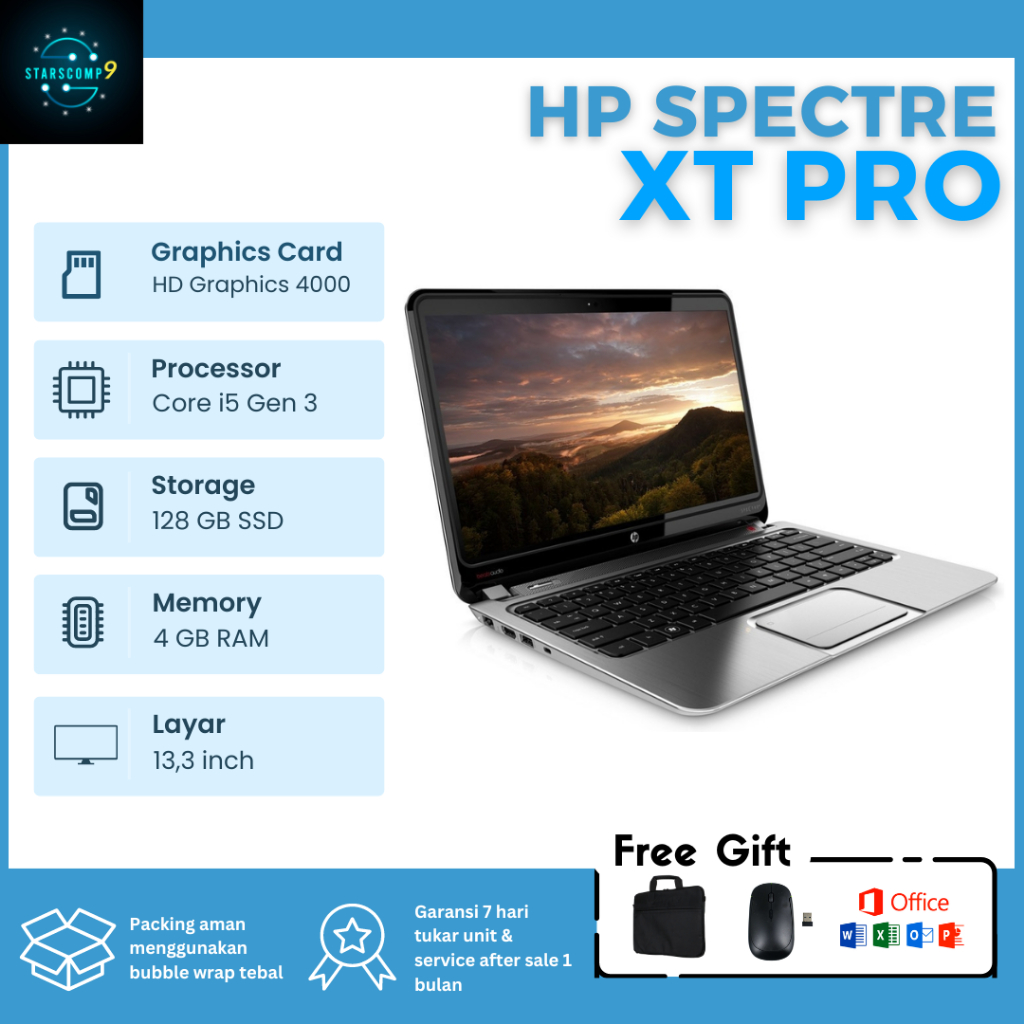 HP Spectre XT Pro Ultrabook Ci5 3317U Ram 4GB 128GB SSD Slim Mulus