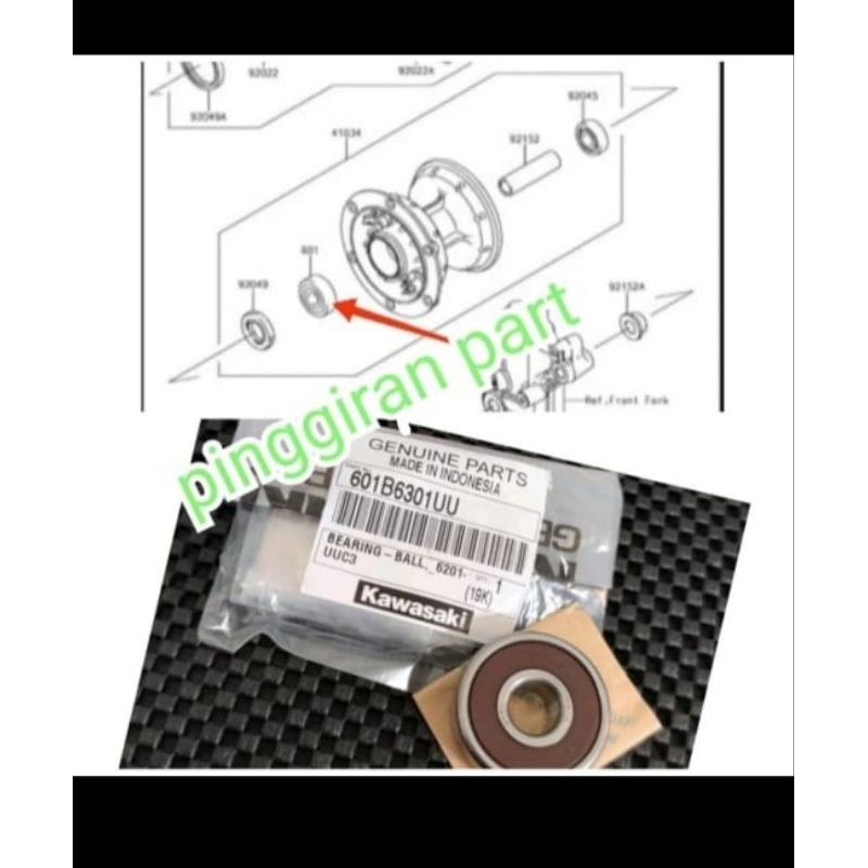 bearing laher tromol roda velg depan kiri KLX150 klx 150 original