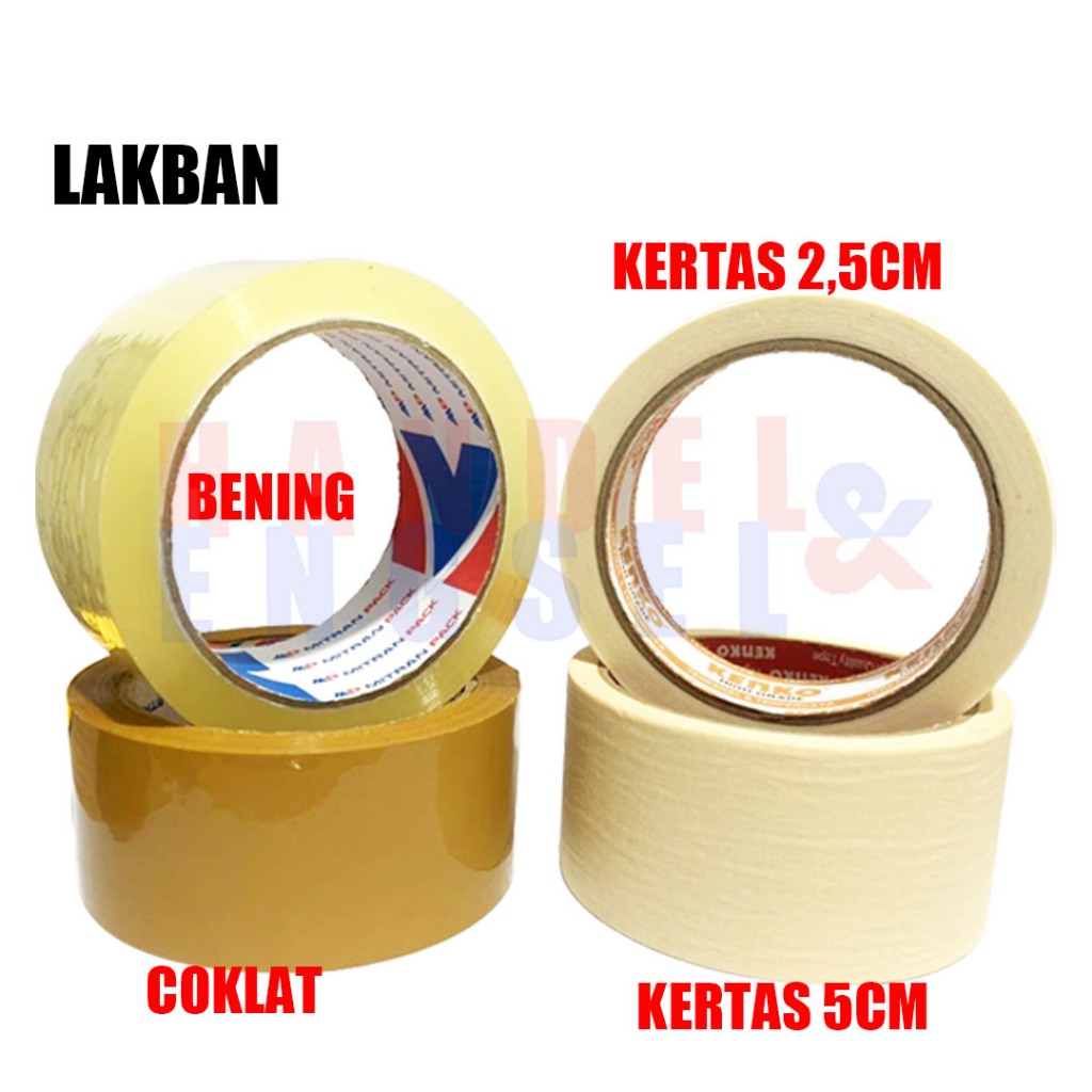 

Lakban Bening dan Lakban Coklat 45mm / Solasi Ban Bening & Coklat / Masking Tape / Selotip Bening Lakban Coklat Besar & Kecil