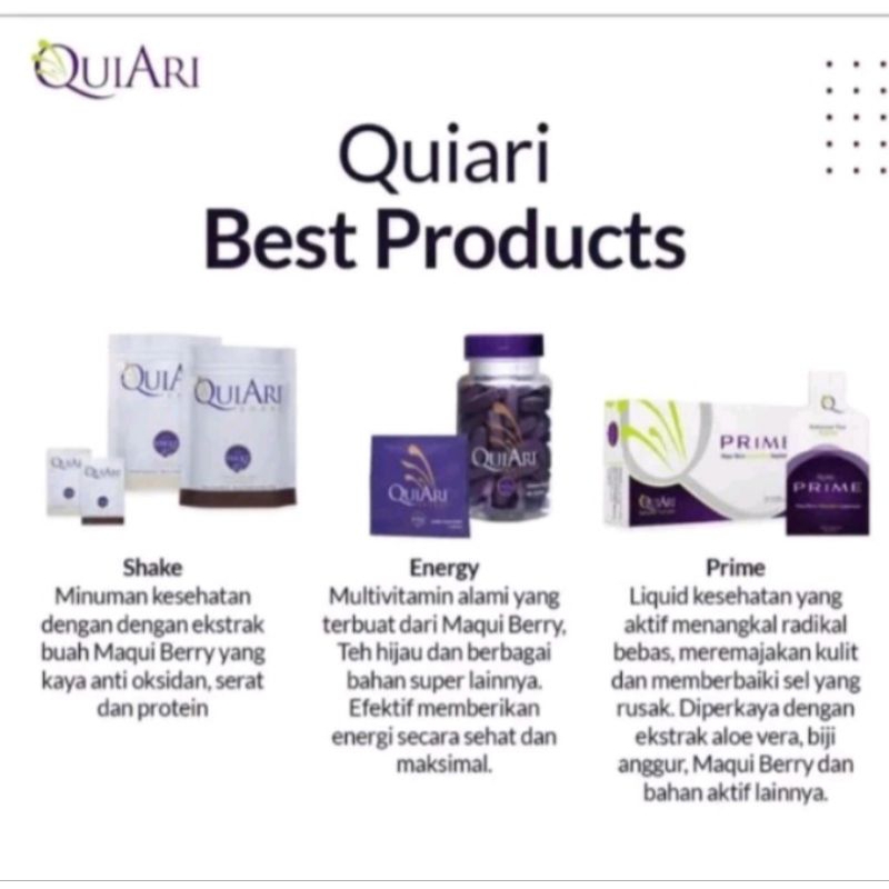 Quiari Shake, Quiari Energi, Quiari Prime Gel ORI USA