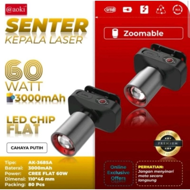 Senter Kepala Zoom Aoki 60 Watt